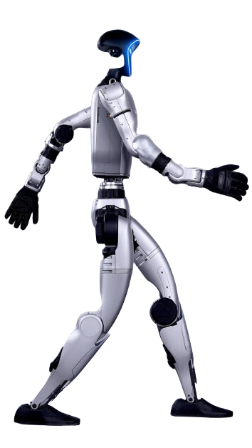 Unitree G1 humanoid robot, side view in walking position